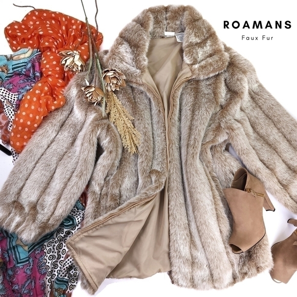 New Roaman's Soft Faux Fur Coat Sz M - Picture 11 of 14